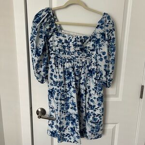 Abercrombie flowy mini dress in blue floral print